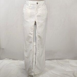 Deb Shops Women’s Size 5 White Ramie Blend Pockets Zip Close Flare Leg Jeans